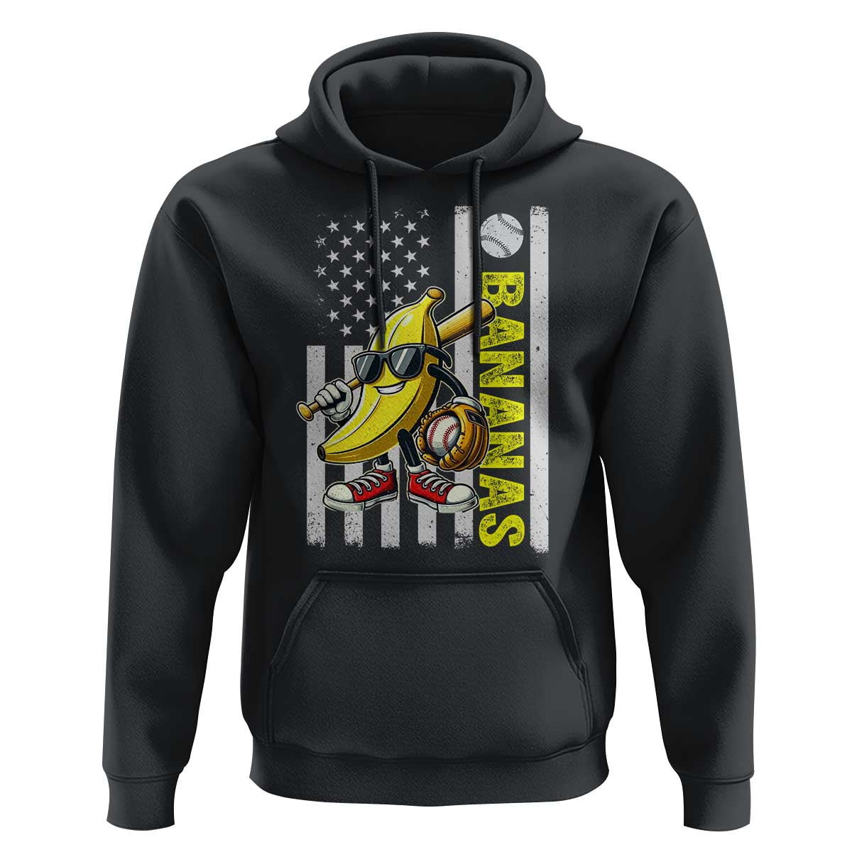 Funny Bananas Lover Baseball Vintage American Flag Hoodie - Wonder Print Shop