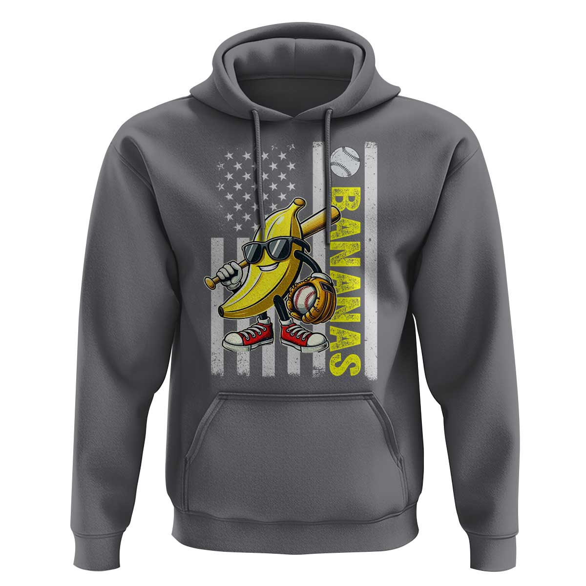 Funny Bananas Lover Baseball Vintage American Flag Hoodie - Wonder Print Shop