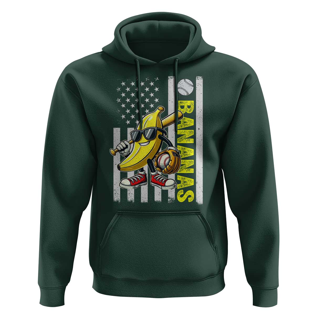 Funny Bananas Lover Baseball Vintage American Flag Hoodie - Wonder Print Shop