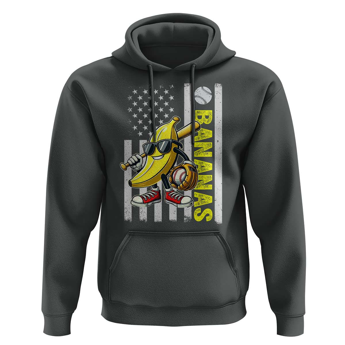 Funny Bananas Lover Baseball Vintage American Flag Hoodie - Wonder Print Shop