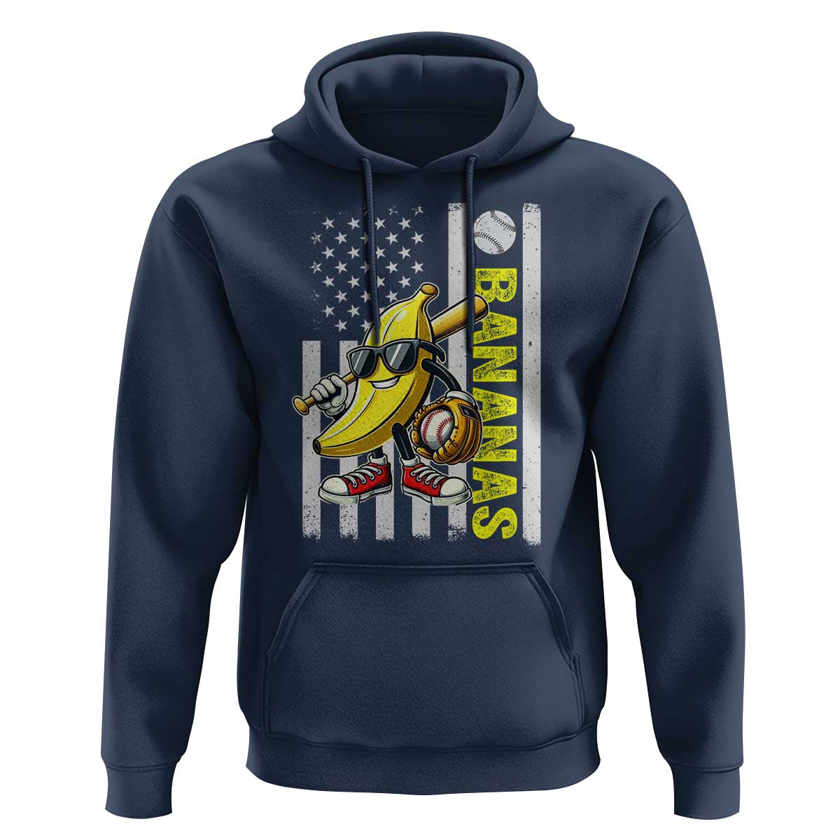 Funny Bananas Lover Baseball Vintage American Flag Hoodie - Wonder Print Shop