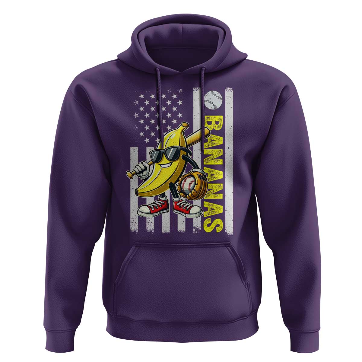 Funny Bananas Lover Baseball Vintage American Flag Hoodie - Wonder Print Shop