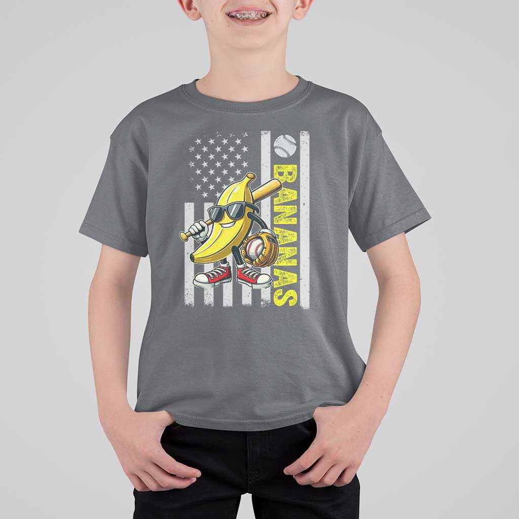 Funny Bananas Lover Baseball Vintage American Flag T Shirt For Kid - Wonder Print Shop