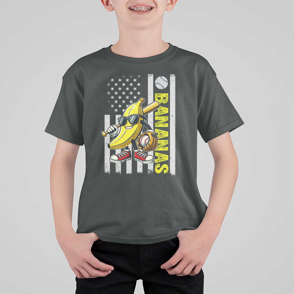 Funny Bananas Lover Baseball Vintage American Flag T Shirt For Kid - Wonder Print Shop