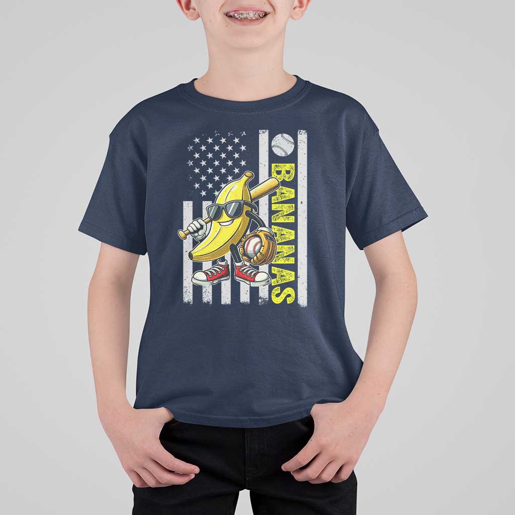Funny Bananas Lover Baseball Vintage American Flag T Shirt For Kid - Wonder Print Shop