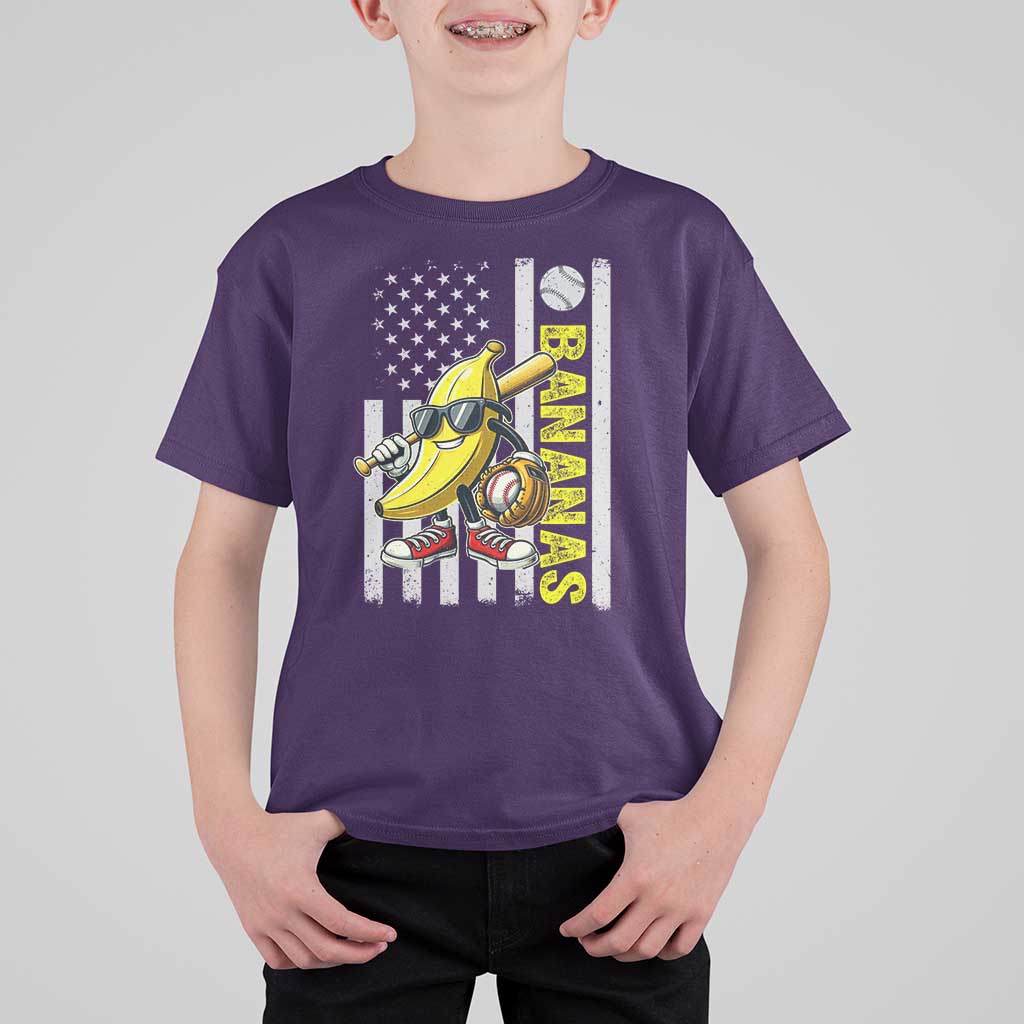 Funny Bananas Lover Baseball Vintage American Flag T Shirt For Kid - Wonder Print Shop