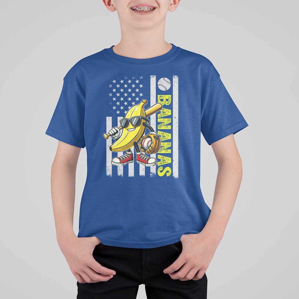 Funny Bananas Lover Baseball Vintage American Flag T Shirt For Kid - Wonder Print Shop
