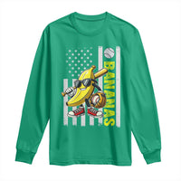 Funny Bananas Lover Baseball Vintage American Flag Long Sleeve Shirt - Wonder Print Shop