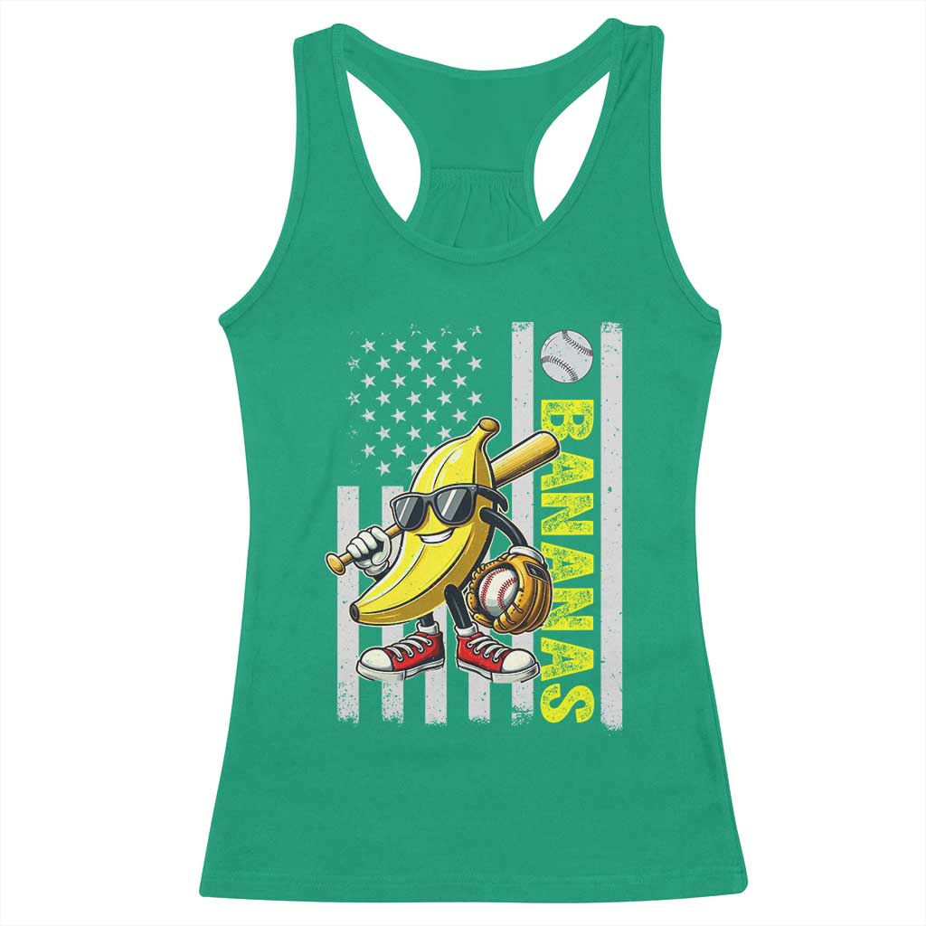 Funny Bananas Lover Baseball Vintage American Flag Racerback Tank Top - Wonder Print Shop