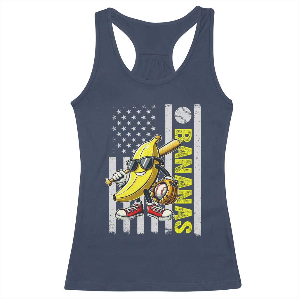 Funny Bananas Lover Baseball Vintage American Flag Racerback Tank Top - Wonder Print Shop