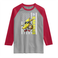 Funny Bananas Lover Baseball Vintage American Flag Raglan Shirt - Wonder Print Shop