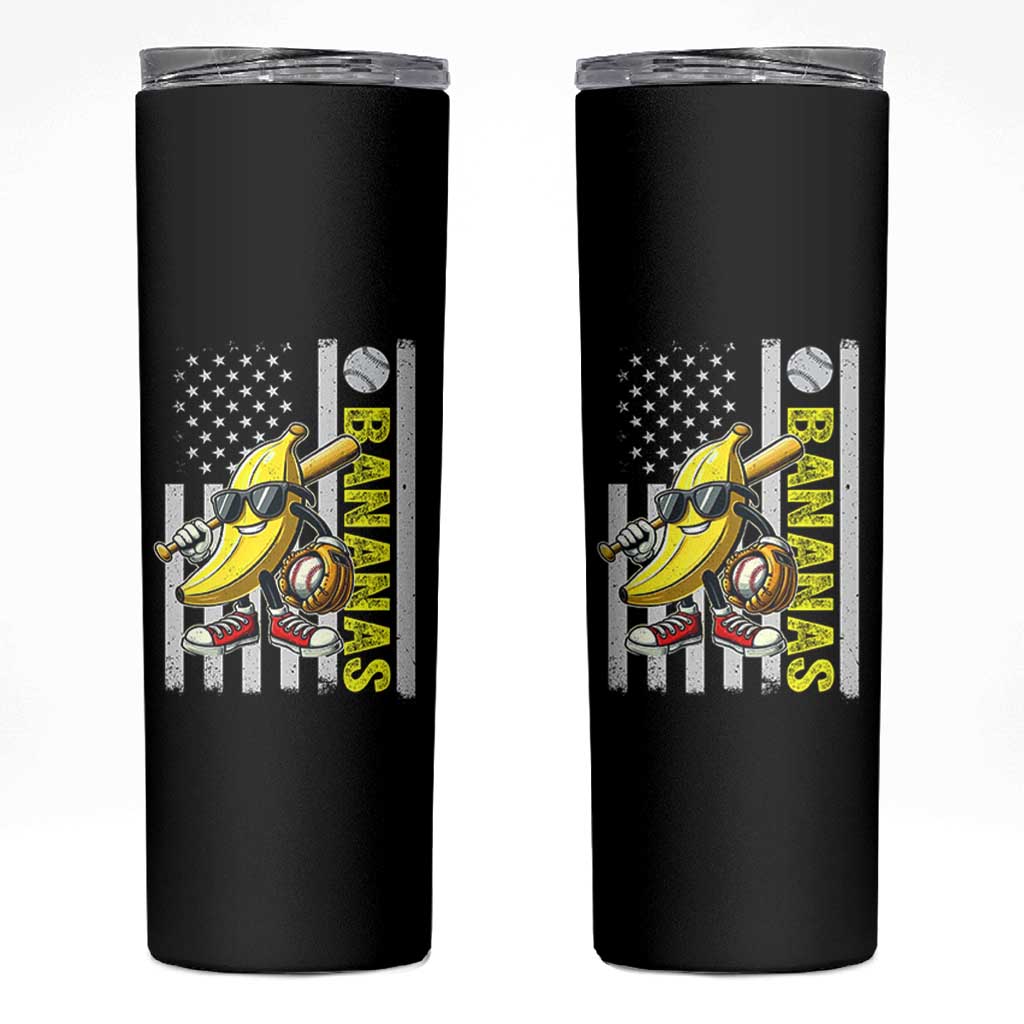 Funny Bananas Lover Baseball Vintage American Flag Skinny Tumbler - Wonder Print Shop