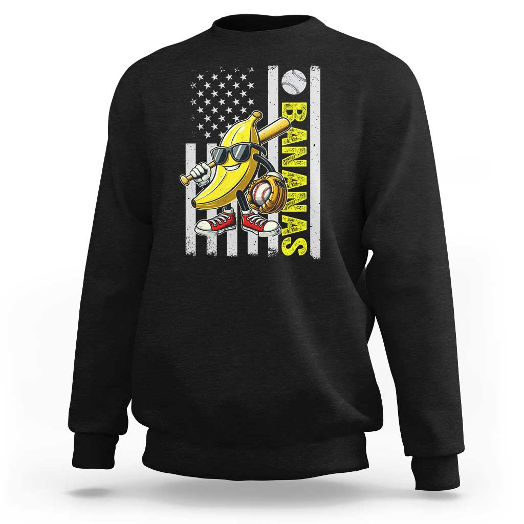 Funny Bananas Lover Baseball Vintage American Flag Sweatshirt - Wonder Print Shop