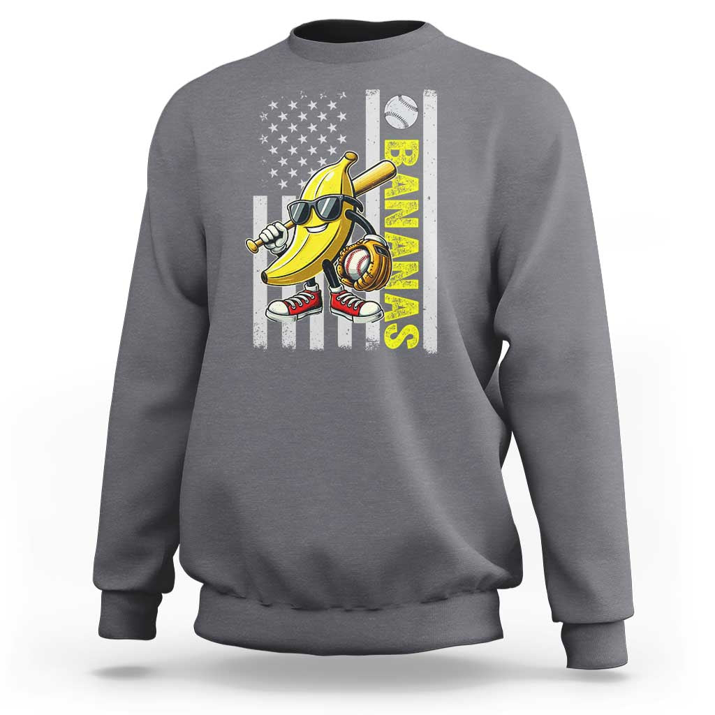 Funny Bananas Lover Baseball Vintage American Flag Sweatshirt - Wonder Print Shop