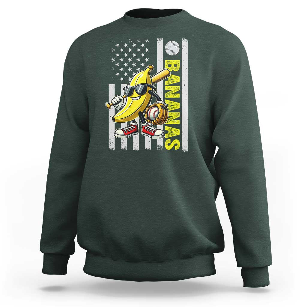 Funny Bananas Lover Baseball Vintage American Flag Sweatshirt - Wonder Print Shop