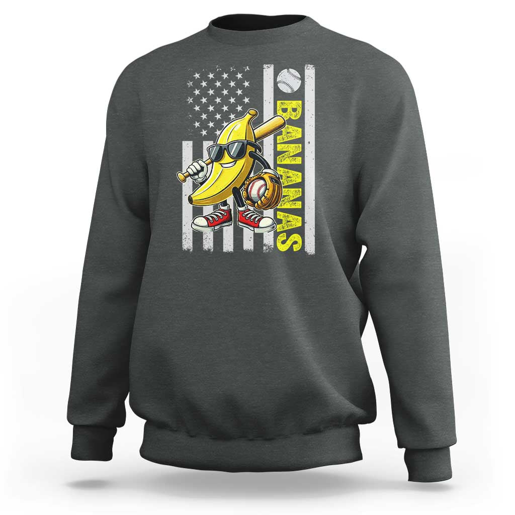 Funny Bananas Lover Baseball Vintage American Flag Sweatshirt - Wonder Print Shop