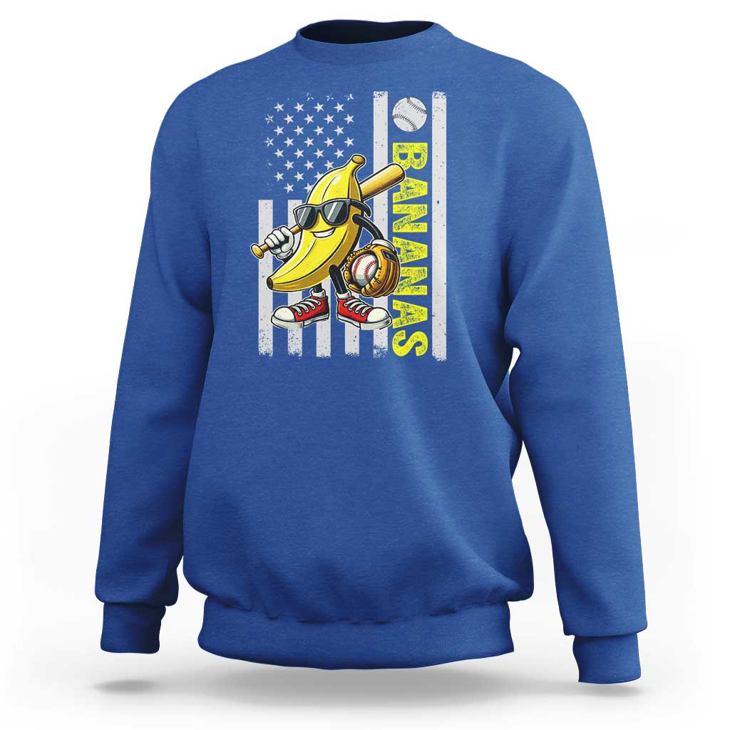 Funny Bananas Lover Baseball Vintage American Flag Sweatshirt - Wonder Print Shop