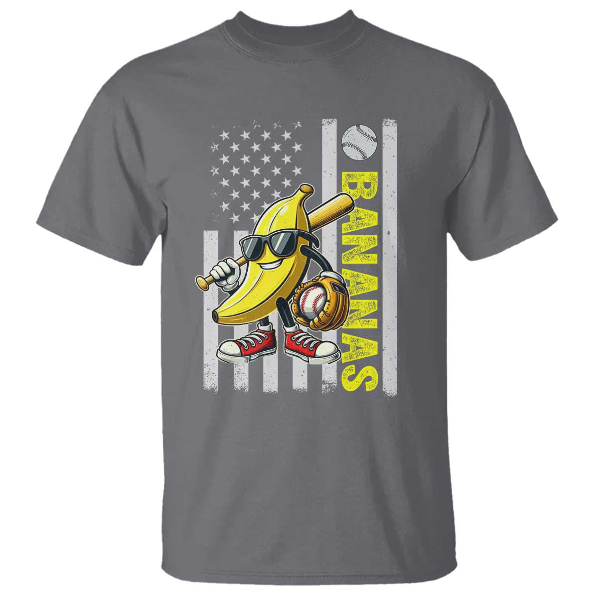 Funny Bananas Lover Baseball Vintage American Flag T Shirt - Wonder Print Shop