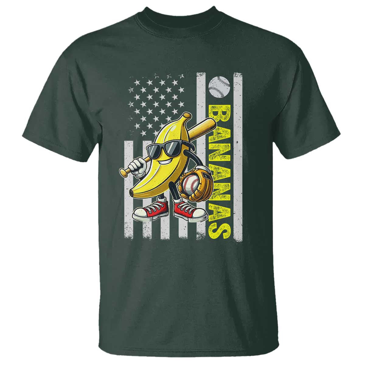 Funny Bananas Lover Baseball Vintage American Flag T Shirt - Wonder Print Shop