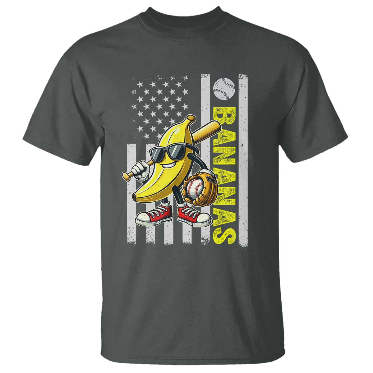 Funny Bananas Lover Baseball Vintage American Flag T Shirt - Wonder Print Shop