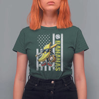 Funny Bananas Lover Baseball Vintage American Flag T Shirt For Women - Wonder Print Shop