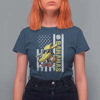Funny Bananas Lover Baseball Vintage American Flag T Shirt For Women - Wonder Print Shop