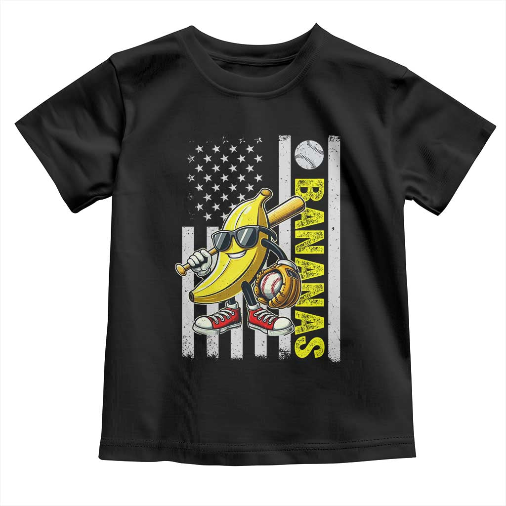 Funny Bananas Lover Baseball Vintage American Flag Toddler T Shirt - Wonder Print Shop