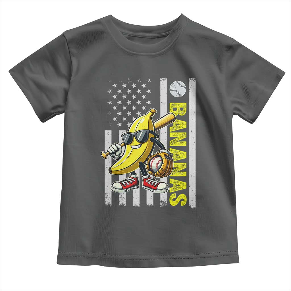 Funny Bananas Lover Baseball Vintage American Flag Toddler T Shirt - Wonder Print Shop