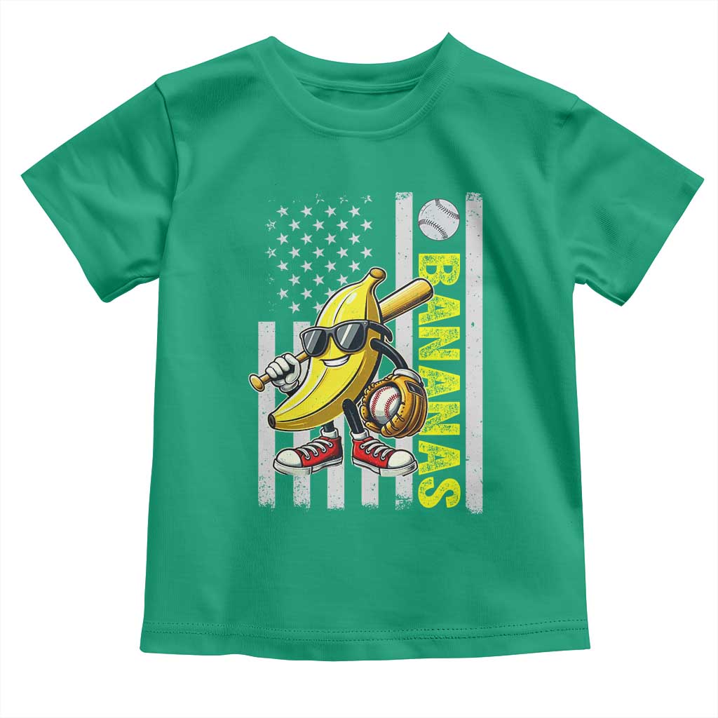 Funny Bananas Lover Baseball Vintage American Flag Toddler T Shirt - Wonder Print Shop