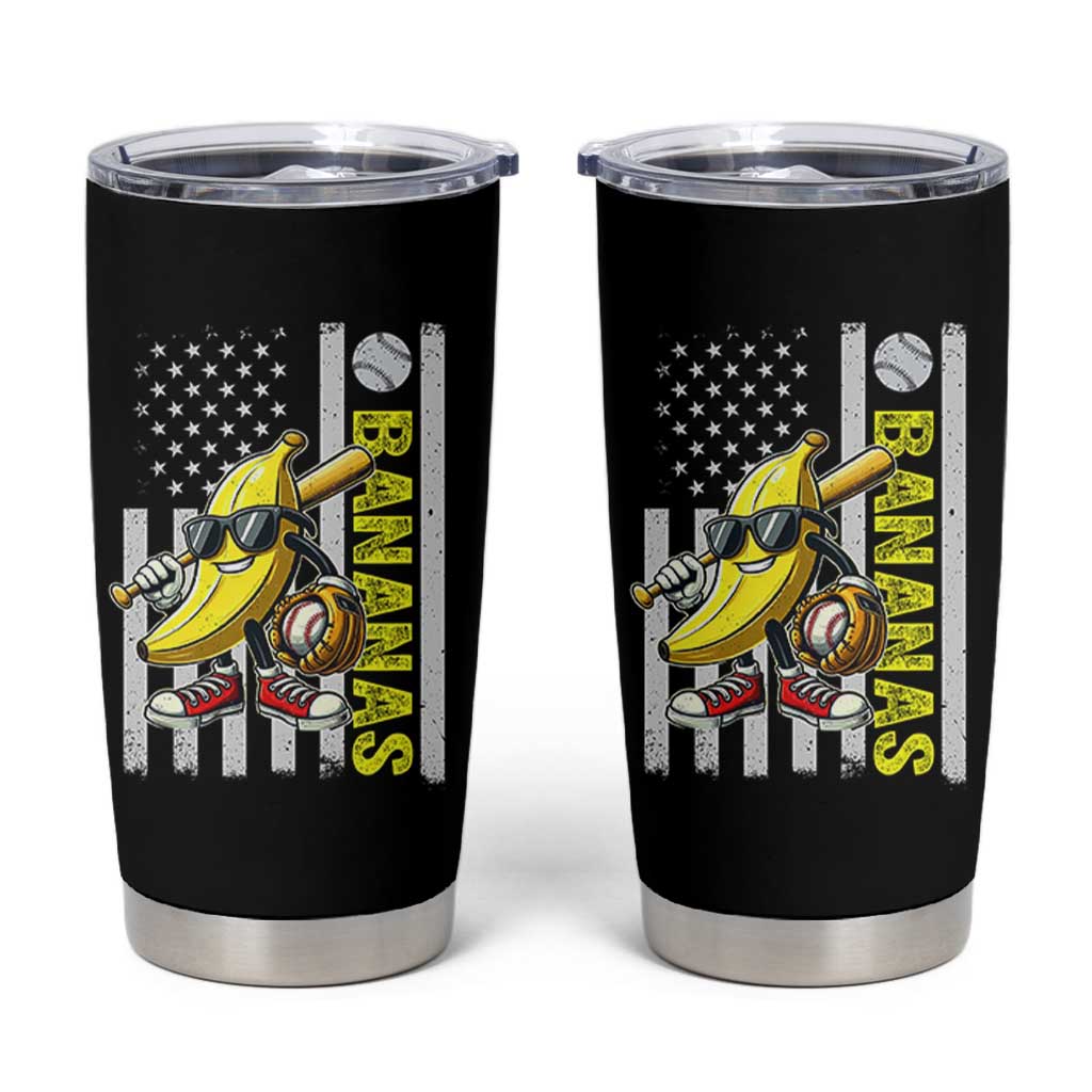 Funny Bananas Lover Baseball Vintage American Flag Tumbler Cup - Wonder Print Shop
