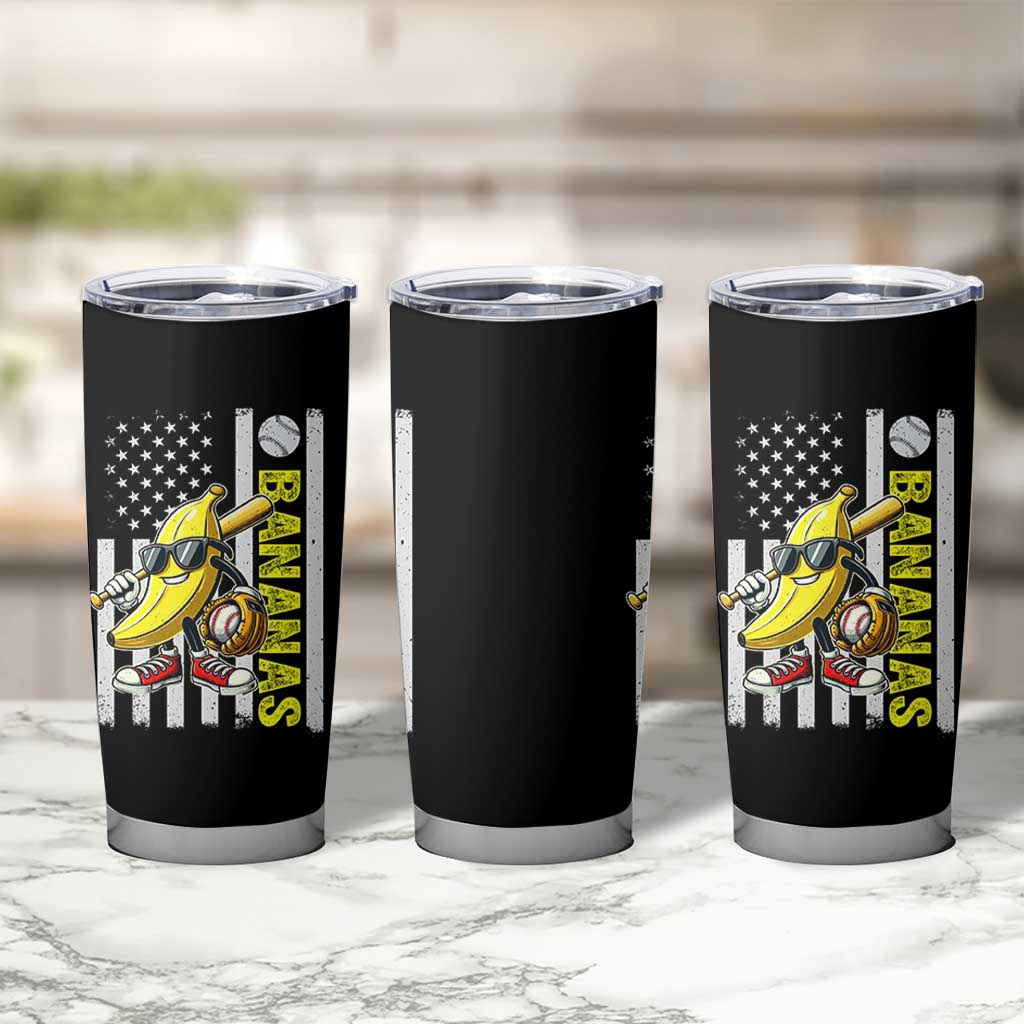 Funny Bananas Lover Baseball Vintage American Flag Tumbler Cup - Wonder Print Shop