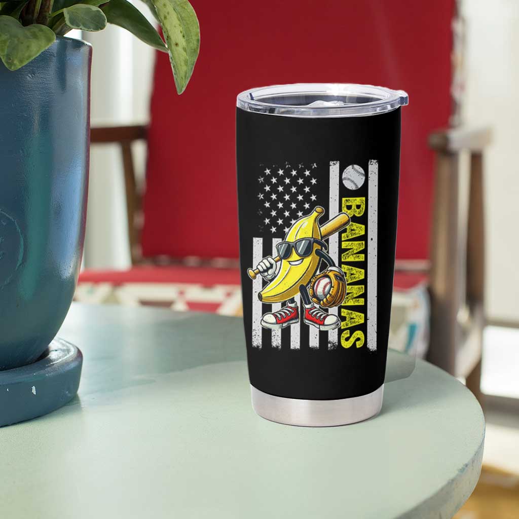 Funny Bananas Lover Baseball Vintage American Flag Tumbler Cup - Wonder Print Shop