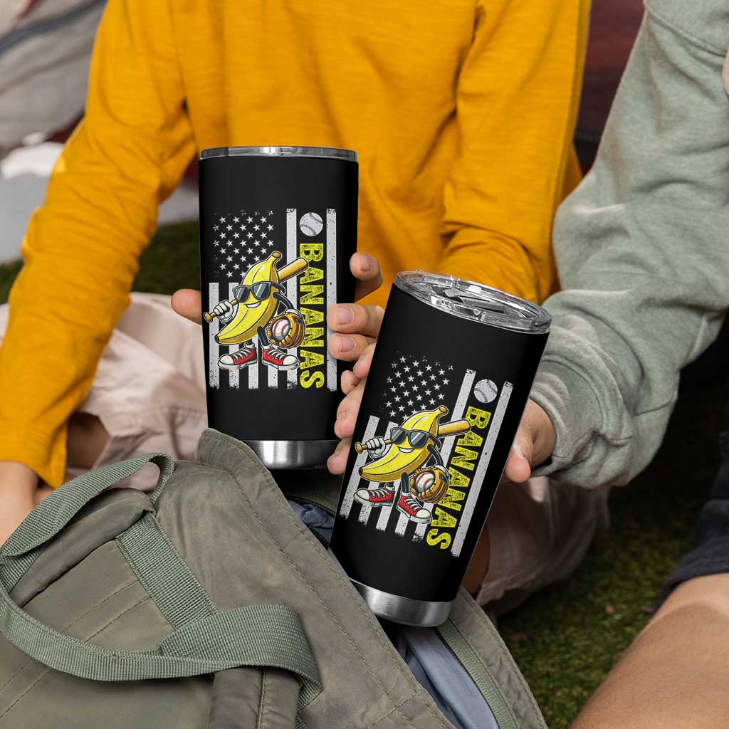 Funny Bananas Lover Baseball Vintage American Flag Tumbler Cup - Wonder Print Shop