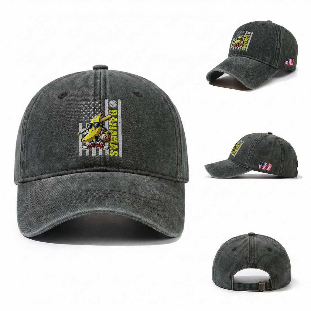 Funny Bananas Lover Baseball Vintage American Flag Washed Cotton Baseball Cap