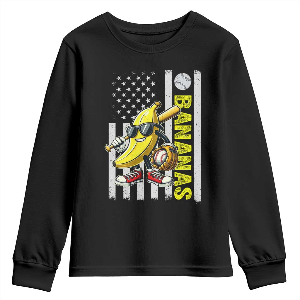 Funny Bananas Lover Baseball Vintage American Flag Youth Sweatshirt - Wonder Print Shop