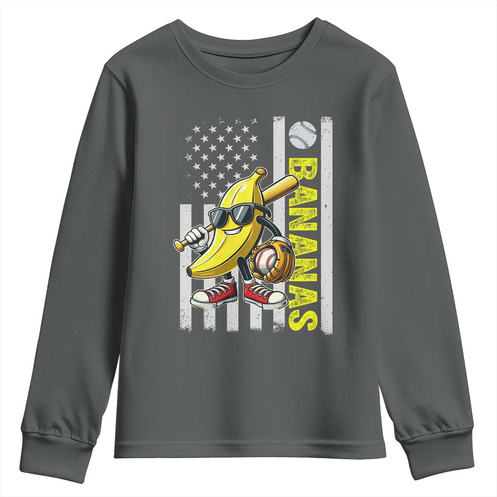 Funny Bananas Lover Baseball Vintage American Flag Youth Sweatshirt - Wonder Print Shop
