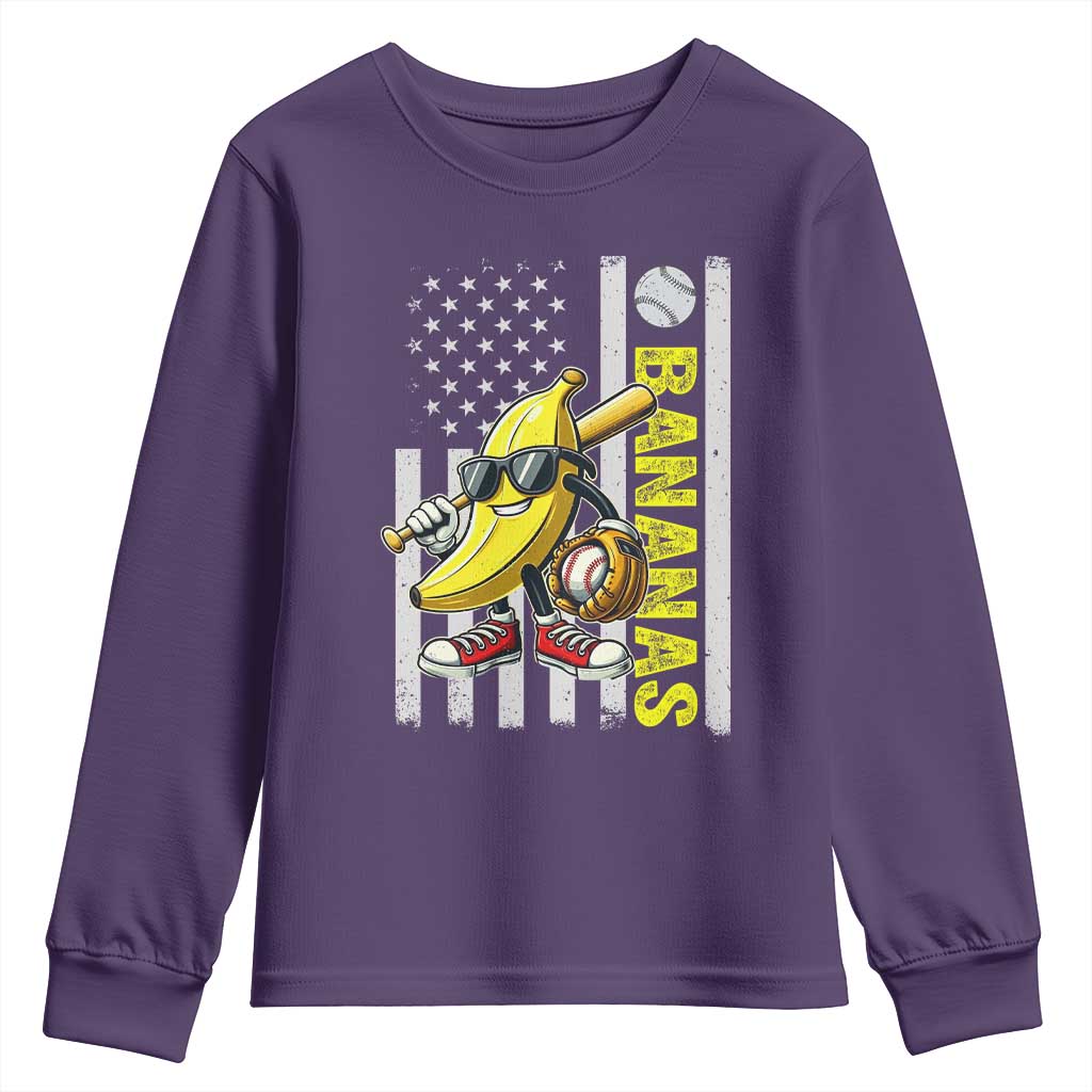 Funny Bananas Lover Baseball Vintage American Flag Youth Sweatshirt - Wonder Print Shop