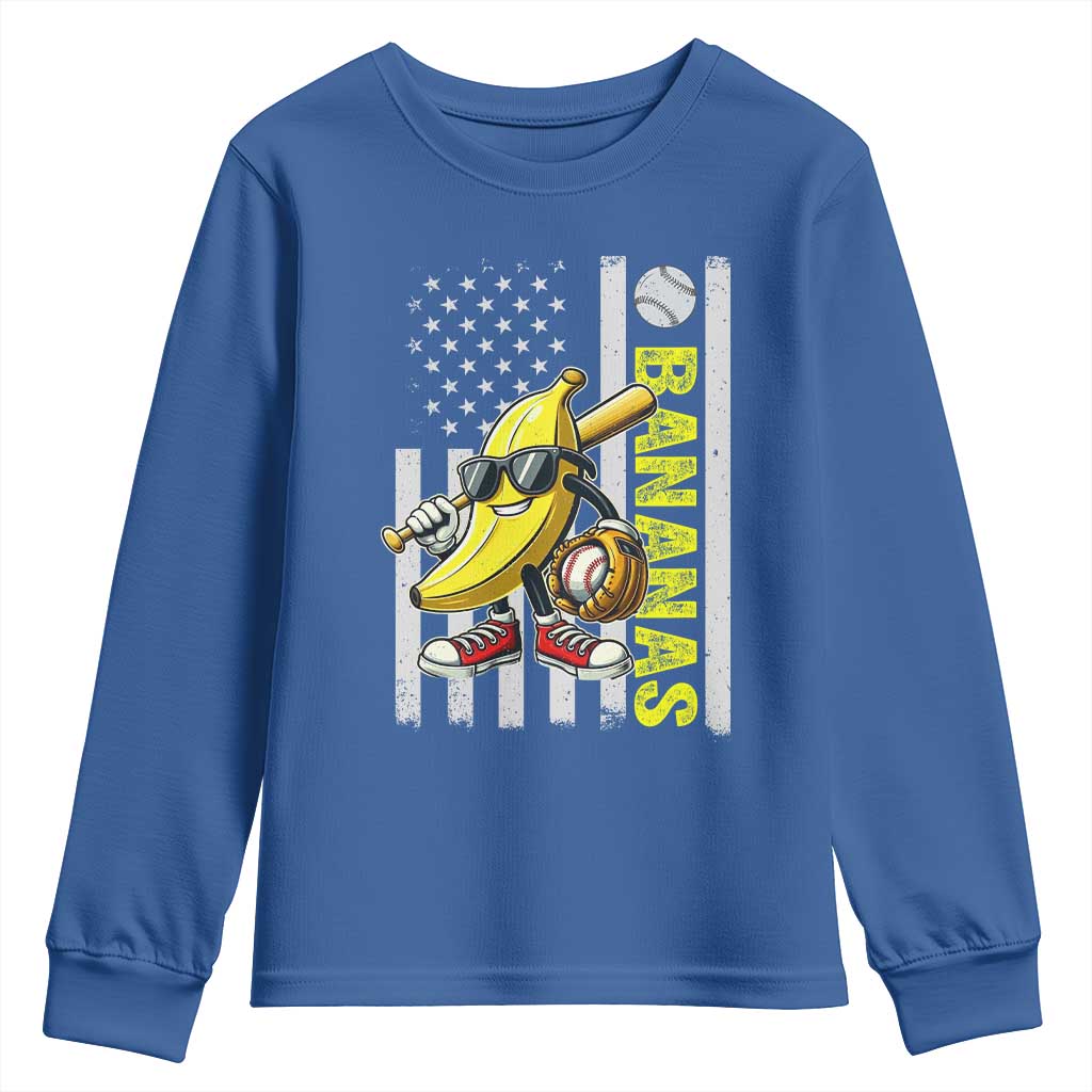 Funny Bananas Lover Baseball Vintage American Flag Youth Sweatshirt - Wonder Print Shop