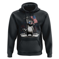 Funny Feral And Free Hoodie 4th of July Patriotic Raccoon With American Flag Fireworks - Wonder Print Shop