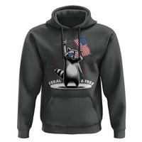 Funny Feral And Free Hoodie 4th of July Patriotic Raccoon With American Flag Fireworks - Wonder Print Shop