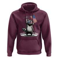 Funny Feral And Free Hoodie 4th of July Patriotic Raccoon With American Flag Fireworks - Wonder Print Shop