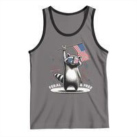 Funny Feral And Free Tank Top 4th of July Patriotic Raccoon With American Flag Fireworks - Wonder Print Shop