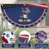 Funny Feral And Free Patriotic Fan Flag 4th of July Raccoon With American Flag Fireworks
