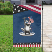 Funny Feral And Free Garden Flag 4th of July Patriotic Raccoon With American Flag Fireworks