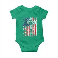 One Nation Under God Baby Onesie 4th Of July Patriotic Christian Vintage Cross American Flag - Wonder Print Shop