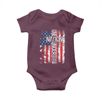 One Nation Under God Baby Onesie 4th Of July Patriotic Christian Vintage Cross American Flag - Wonder Print Shop