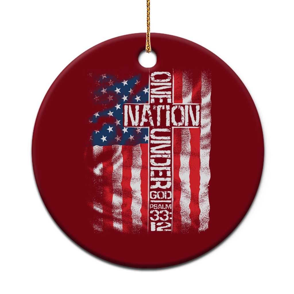 One Nation Under God Ceramic Ornament 4th Of July Patriotic Christian Vintage Cross American Flag - Wonder Print Shop