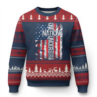 One Nation Under God Ugly Christmas Sweater 4th Of July Patriotic Christian Vintage Cross American Flag - Wonder Print Shop