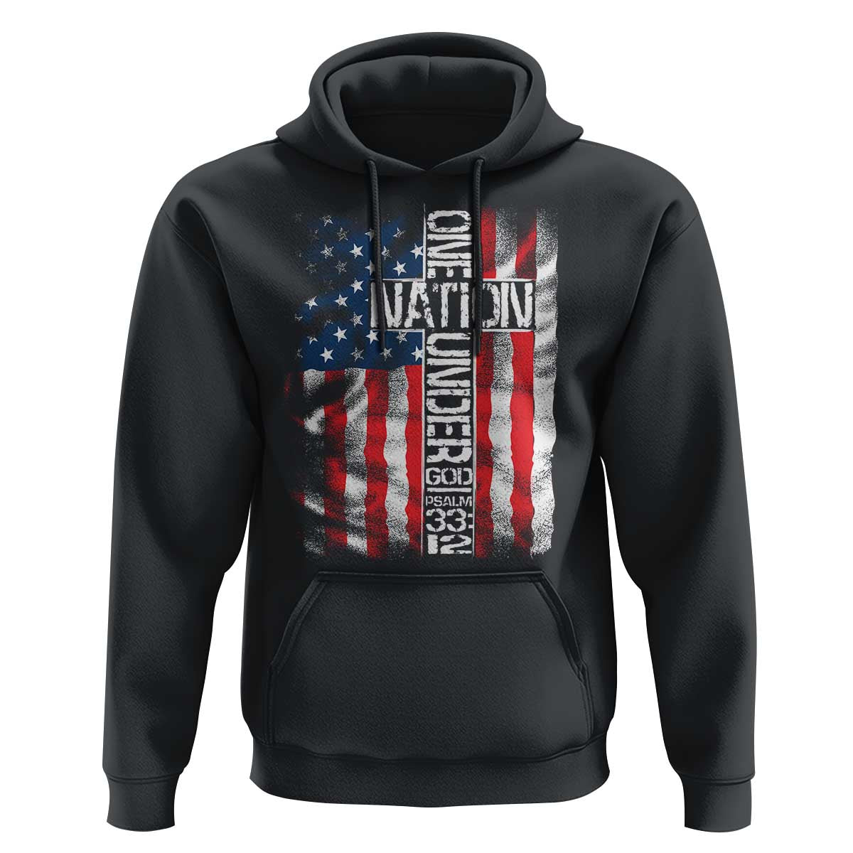 One Nation Under God Hoodie 4th Of July Patriotic Christian Vintage Cross American Flag - Wonder Print Shop