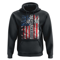 One Nation Under God Hoodie 4th Of July Patriotic Christian Vintage Cross American Flag - Wonder Print Shop